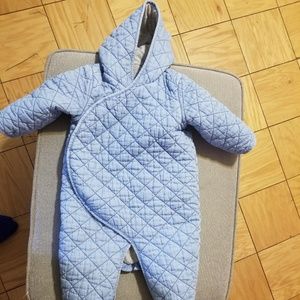 Quilted chambray bear one piece.